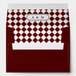 Vintage Karo Karomuster Monogramm Hochzeitskuvert
