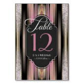 Vintage Karo-Rosa-Hochzeitskarten mit Tischnummer (Rückseite)