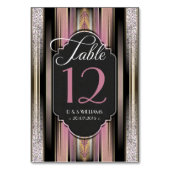 Vintage Karo-Rosa-Hochzeitskarten mit Tischnummer (Vorderseite)