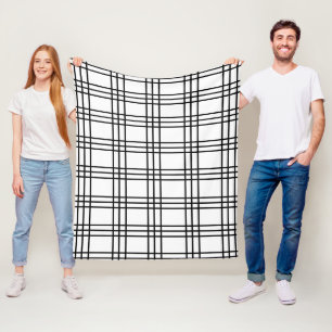 Vintage-Karo-Tartan schwarz-weiß Fleecedecke