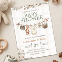 Vintage-Karo-Wald-Fuchs-Wäscheleine-Baby-Shower