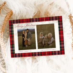 Vintage-Karo-Weihnachtsfamilienfoto Feiertagskarte