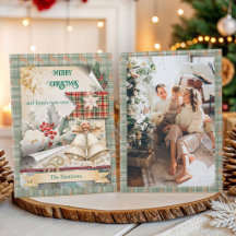 Vintage-Karo-Weihnachtsglocken-Foto auf der Rückse