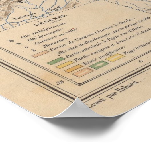 Vintage Karolingische Reichskarte (1876) Poster (Ecke)