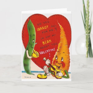 Vintage Karotte und Bean Valentine Tageskarte Feiertagskarte