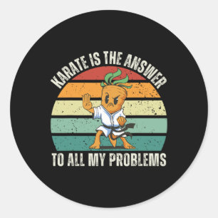 Vintage Karotten Karate ist die Antwort auf all me Runder Aufkleber