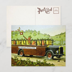 Vintage Karottenbus-Postkarte Postkarte