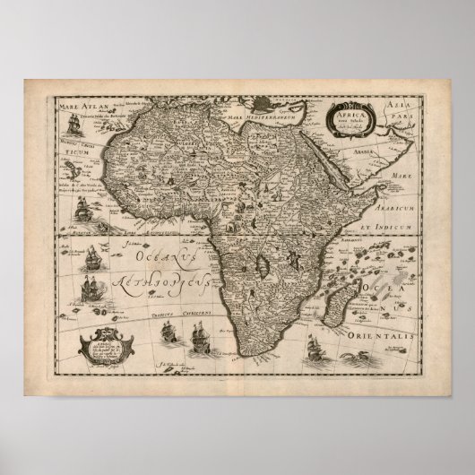 Vintage Karte 1640 Afrika Poster (Vorne)