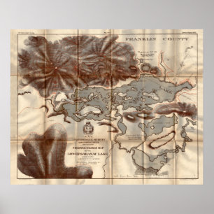 Vintage Karte 1879 Untere Saranac See Reconnaissan Poster