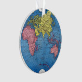 Vintage Karte 1915 der Weltatlas-Kugel Ornament (Vorderseite)