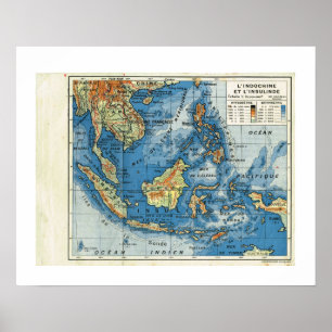 Vintage Karte, 1920, Franzosen, L'IndoChine und Poster