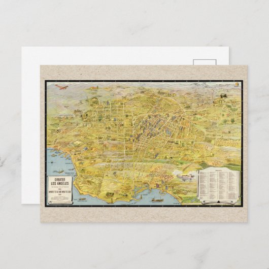 Vintage Karte 1932 Greater Los Angeles wiederherge (Vorne/Hinten)