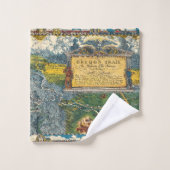 Vintage Karte 1932 Oregon Trail Badhandtuch Set (Waschlappen)