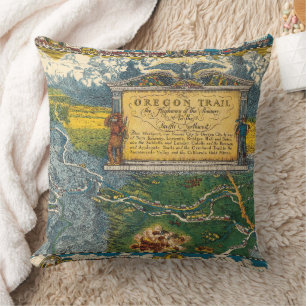 Vintage Karte 1932 Oregon Trail Kissen