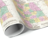 Vintage Karte Alabamas (1827) Geschenkpapier (Rolleneckpunkt)