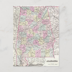 Vintage Karte Alabamas (1855)