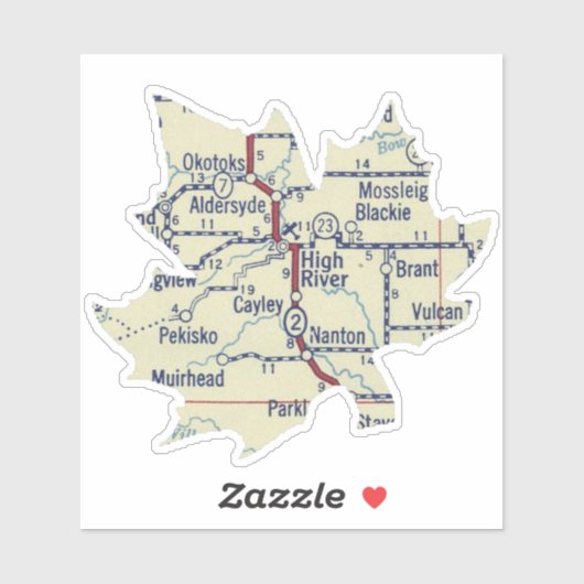 Vintage Karte Alberta Aufkleber (Blatt)