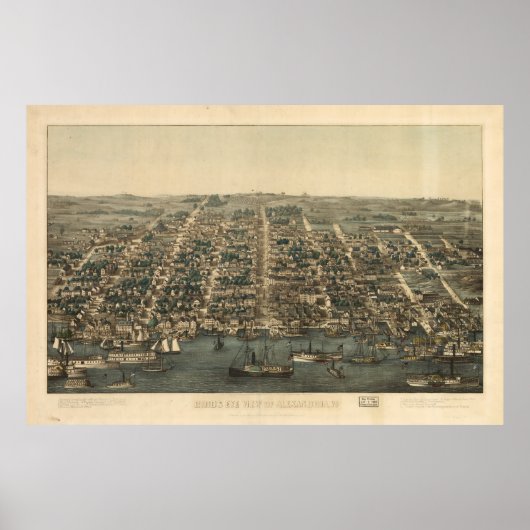 Vintage Karte Alexandria VA (1863) Poster (Vorne)