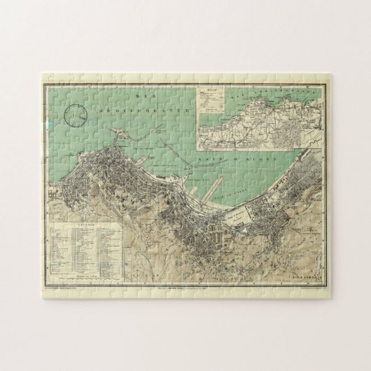 Vintage Karte Algiers Algerien (1912) Puzzle (Horizontal)