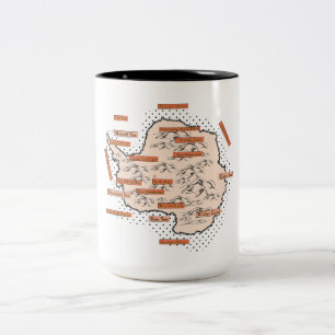 Vintage Karte Antarktis Zweifarbige Tasse