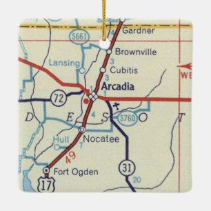 Vintage Karte Arcadia Keramikornament