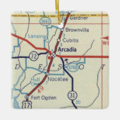 Vintage Karte Arcadia Keramikornament (Vorderseite)