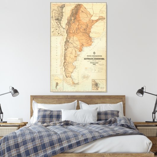 Vintage Karte Argentiniens (1882) Leinwanddruck (Insitu (Schlafzimmer))