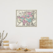 Vintage Karte Asiens (1855) Poster (Küche)