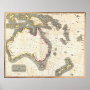 Vintage Karte Australiens (1814) Poster