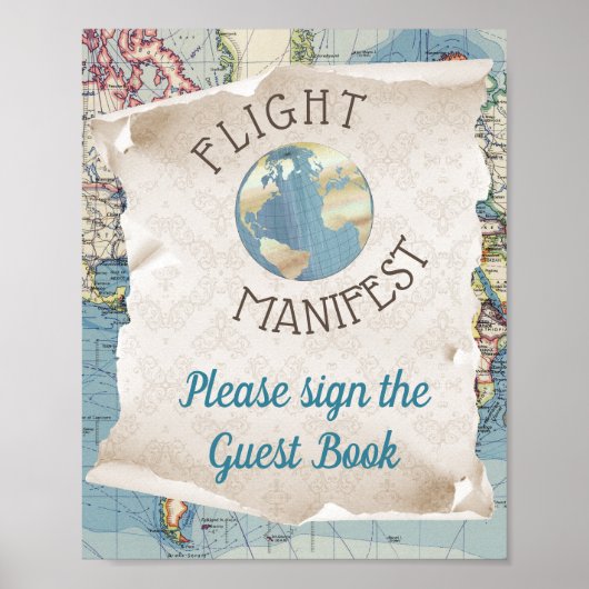 Vintage Karte Babydusche Gästekartenzeichen Poster (Vorne)