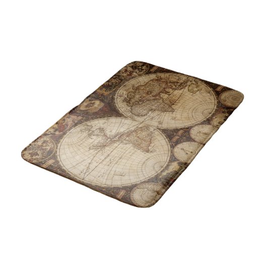Vintage Karte Badematte (Schrägansicht)