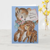 Vintage Karte Bambi Mutter Tagesmit niedlicher (Gelbe Blume)
