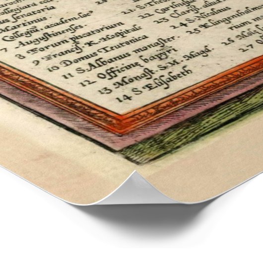 Vintage Karte Basel Schweiz (1572) Poster (Ecke)