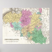 Vintage Karte Belgiens (1827) Poster (Vorne)
