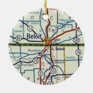 Vintage Karte Beloit WI Keramik Ornament