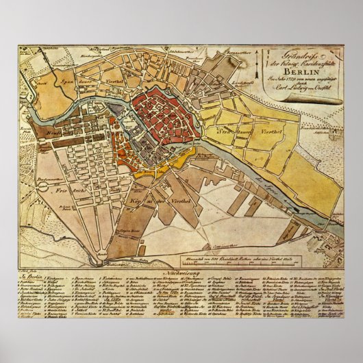 Vintage Karte Berlin Deutschland (1789) Poster (Vorne)