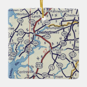 Vintage Karte Chestertown Keramikornament