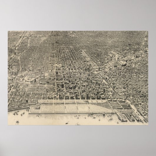 Vintage Karte Chicagos (1916) Poster (Vorne)