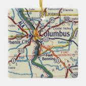 Vintage Karte Columbus GA Keramikornament (Vorderseite)