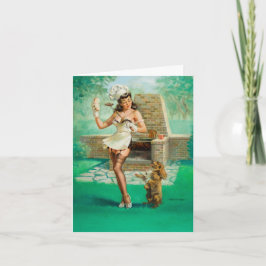 Vintage Karte "Cooking Out" für Frauen