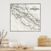 Vintage Karte Costa Ricas (1851) Poster (Küche)