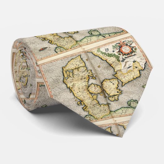 Vintage Karte Dänemarks (1596) Krawatte (Gerollt)