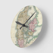 Vintage Karte Dänemarks (1801) Runde Wanduhr (Winkel)
