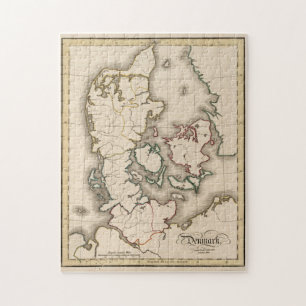 Vintage Karte Dänemarks (1815) Puzzle
