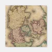 Vintage Karte Dänemarks (1831)