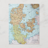 Vintage Karte Dänemarks (1905) (Vorderseite)