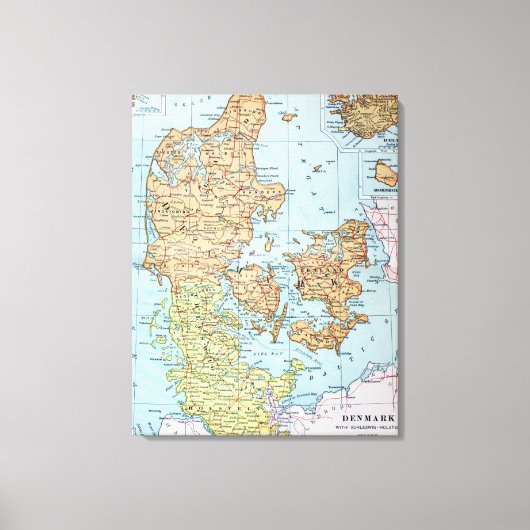 Vintage Karte Dänemarks (1905) Leinwanddruck (Vorderseite)