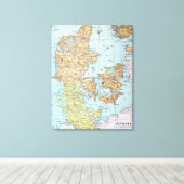 Vintage Karte Dänemarks (1905) Leinwanddruck (Insitu (Holzboden))