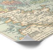 Vintage Karte Dänemarks Poster (Ecke)