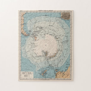 Vintage-Karte der Antarktis-Explorationsrouten (19 Puzzle
